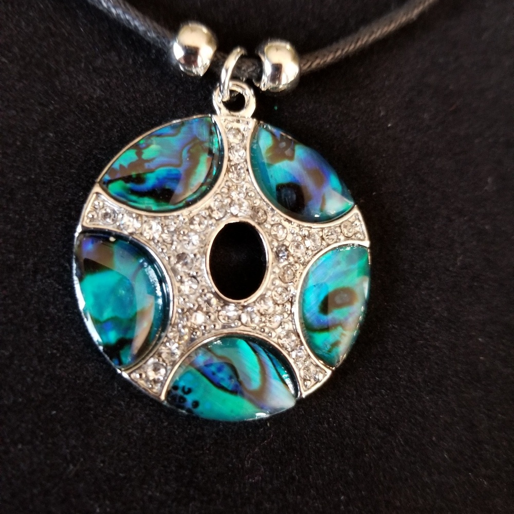 Paua Shell & Silver Dolphin Earrings and Necklace